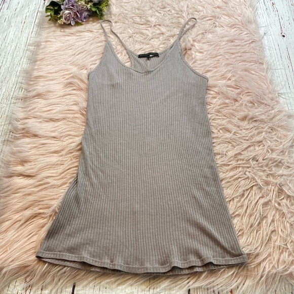 Beautiful People Grey Ribbed Stretch Tank sz L - Picture 1 of 8